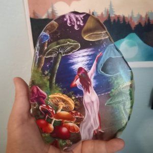 Beautifully hand painted blue agate slab